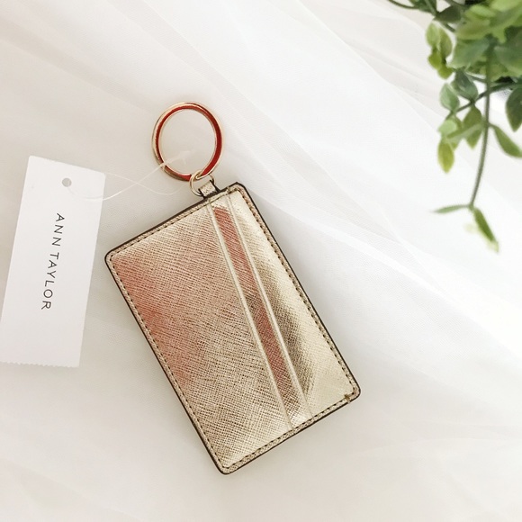 Ann Taylor Handbags - Ann Taylor Metallic Leather Card Case KeyChain